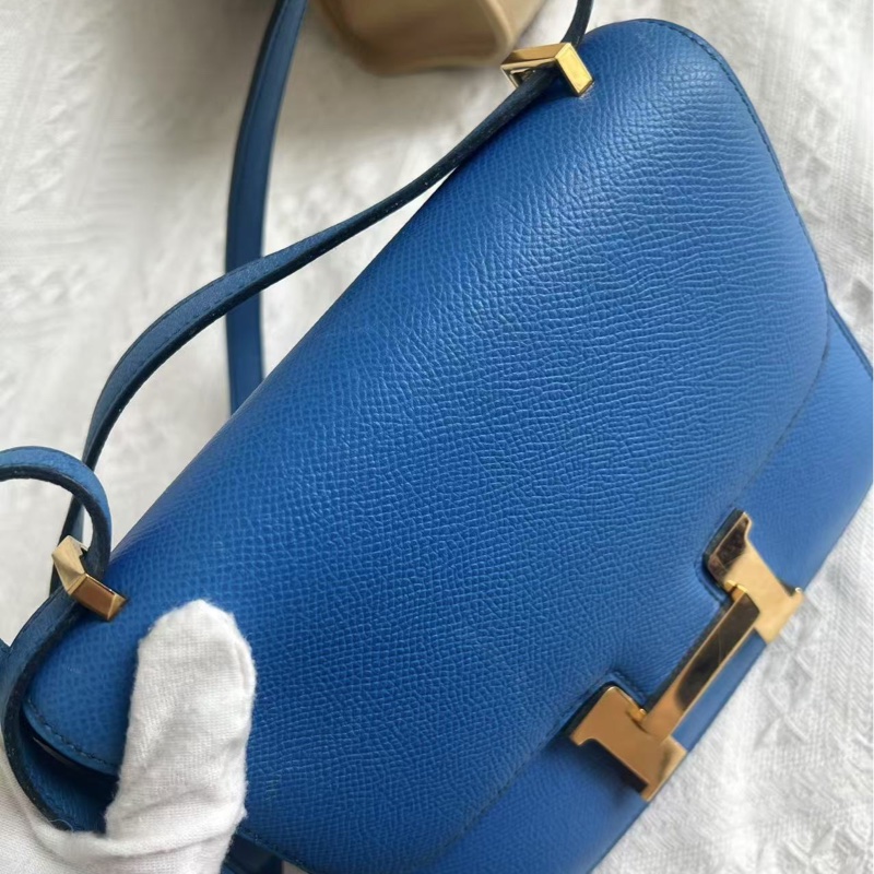Hermes 中古 Mini Constance 7W 藍色金扣 Epsom-5