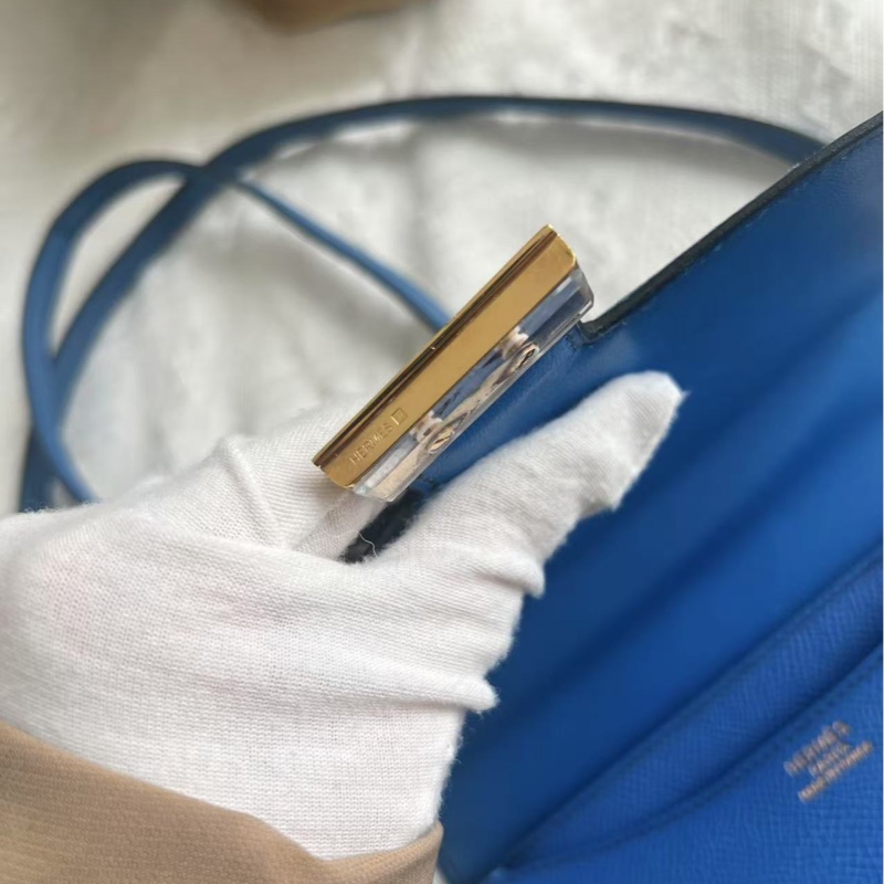 Hermes 中古 Mini Constance 7W 藍色金扣 Epsom-7