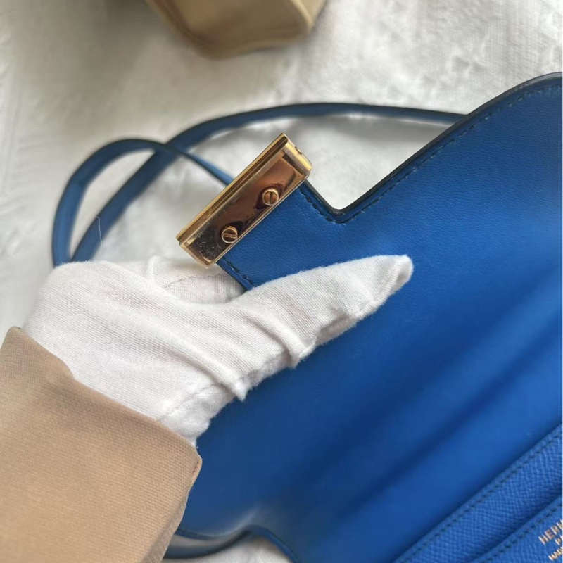Hermes 中古 Mini Constance 7W 藍色金扣 Epsom-8