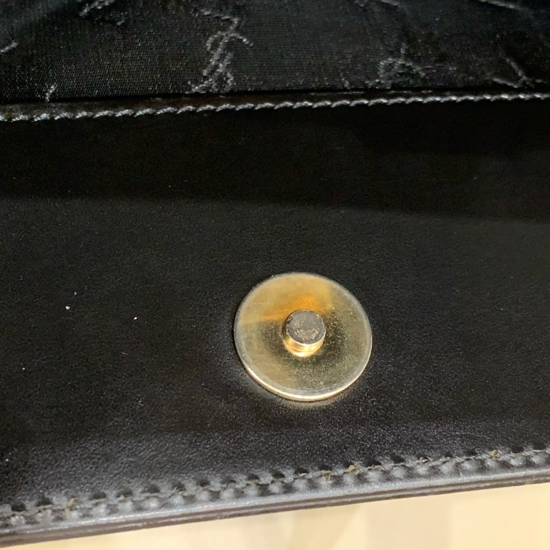 Ysl聖羅蘭 黑色鱷魚壓紋風琴包手提包-16