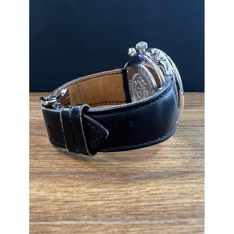 7成新 二手 Hermes ARCEAU 自動腕錶 直徑 42 毫米 皮革錶帶 精鋼錶殼 自動計時碼錶款-5