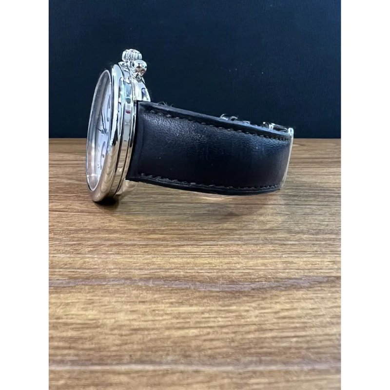 7成新 二手 Hermes ARCEAU 自動腕錶 直徑 42 毫米 皮革錶帶 精鋼錶殼 自動計時碼錶款-8