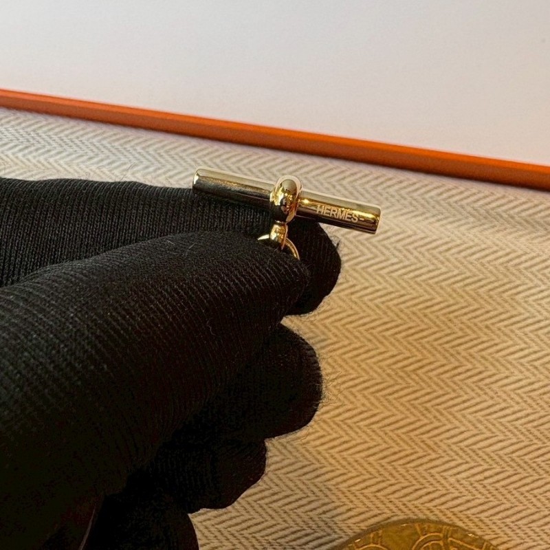 Hermes 咖啡帶金色水牛角項鍊-6