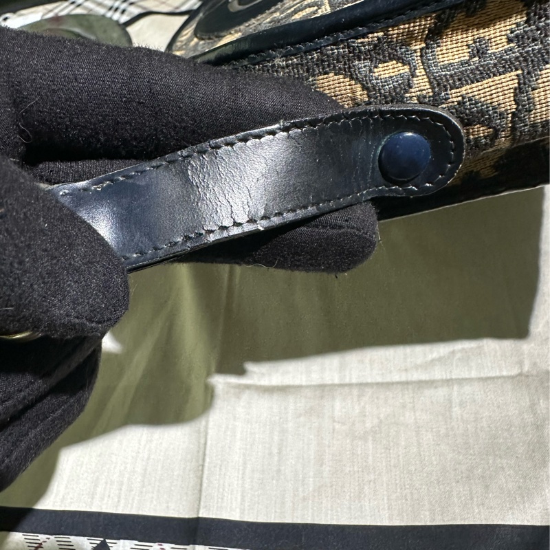Dior 帆布海軍藍肩背包 貝殼包-31