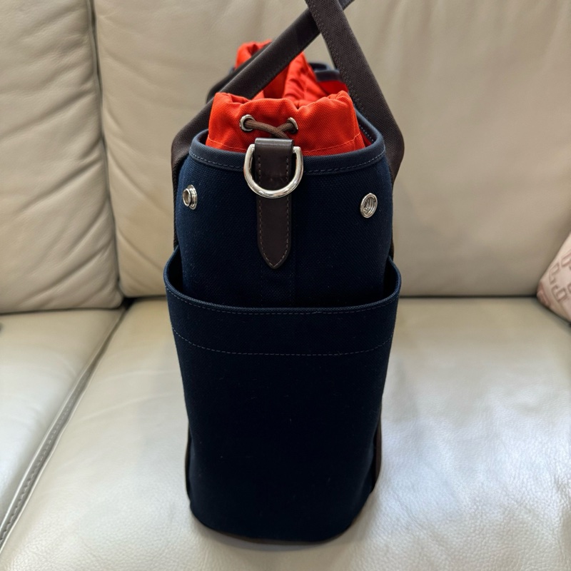 愛馬仕 U刻 帆布包 橘色內膽可單獨拿出來 有寬肩帶 男女可用-3