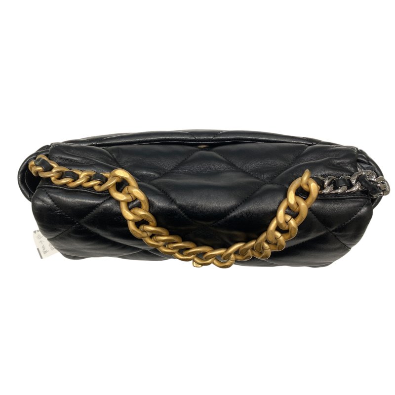 CHANEL 香奈兒 Chanel19 Medium 羊皮 肩背包 黑色 金銀釦-5