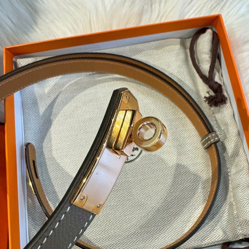 HERMES Kelly皮帶 焦糖 x 大象灰-2