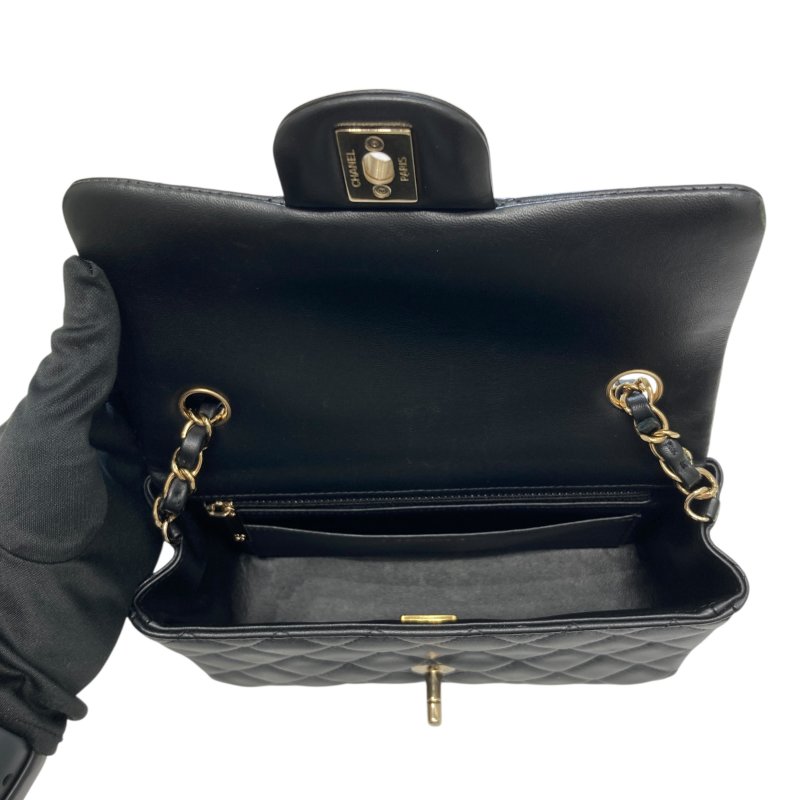 CHANEL 香奈兒 CLASSIC FLAP20 皮革 經典口蓋包 黑色-6