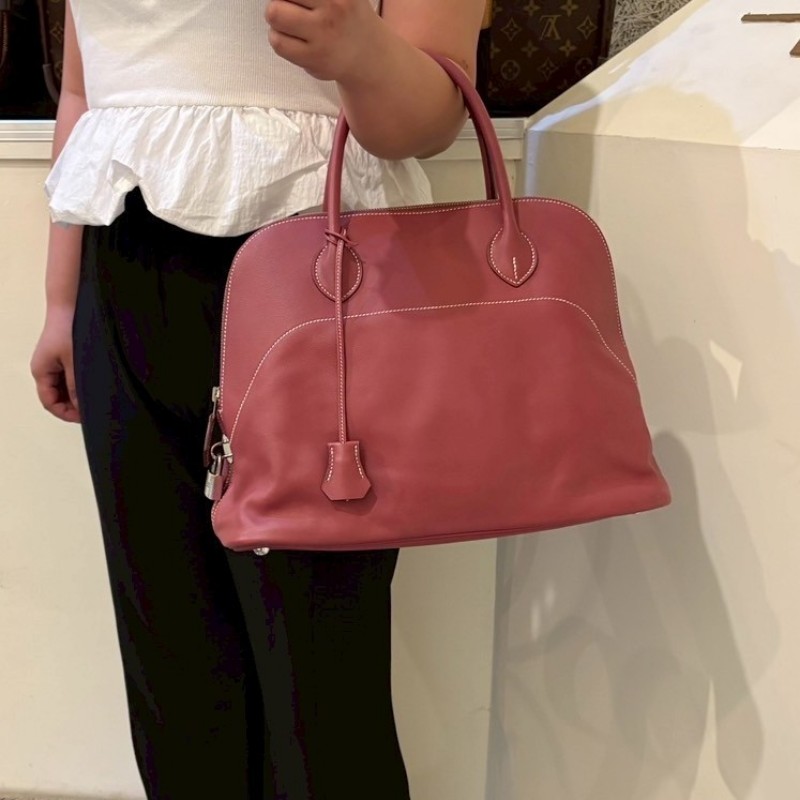 Hermes 紅莓果色皮革柏麗包 bolide 36-2