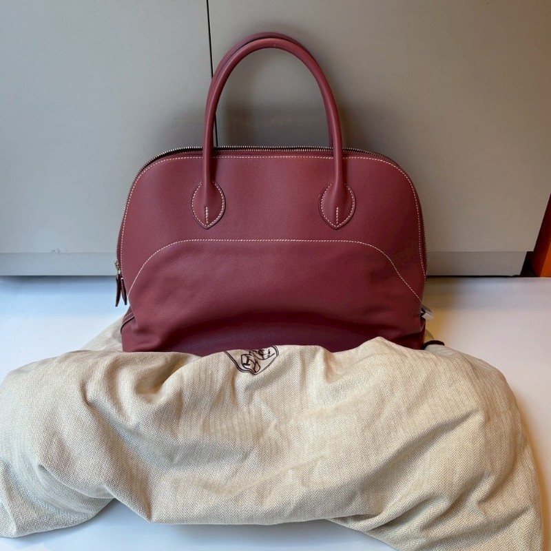 Hermes 紅莓果色皮革柏麗包 bolide 36-4