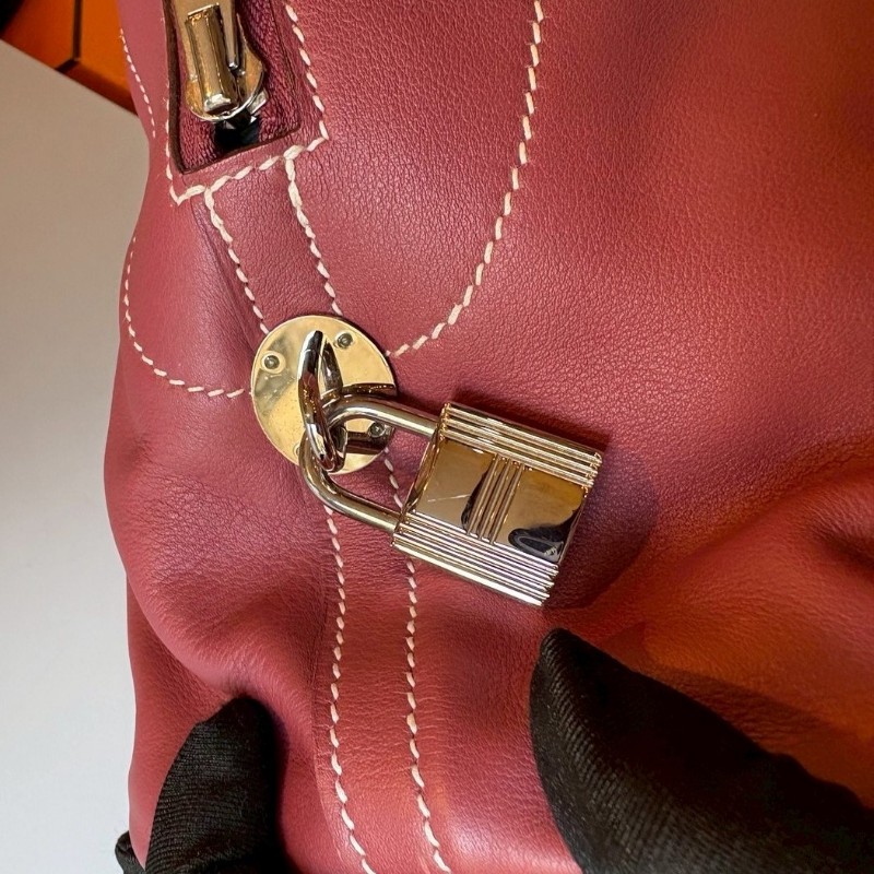 Hermes 紅莓果色皮革柏麗包 bolide 36-5