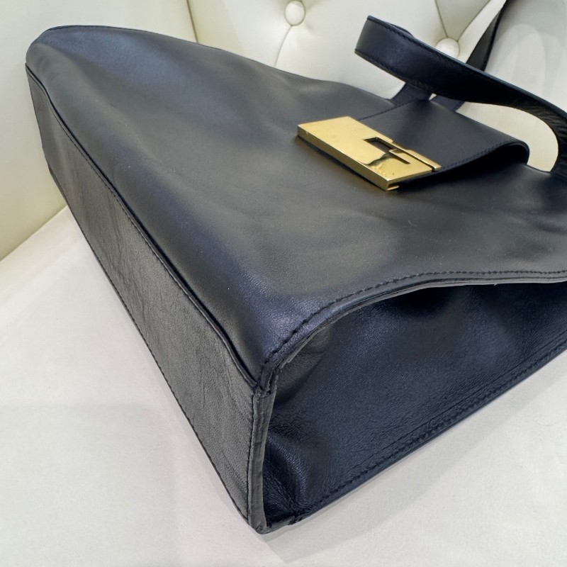 Gucci古馳 中古黑色G扣牛皮手提包托特包-7