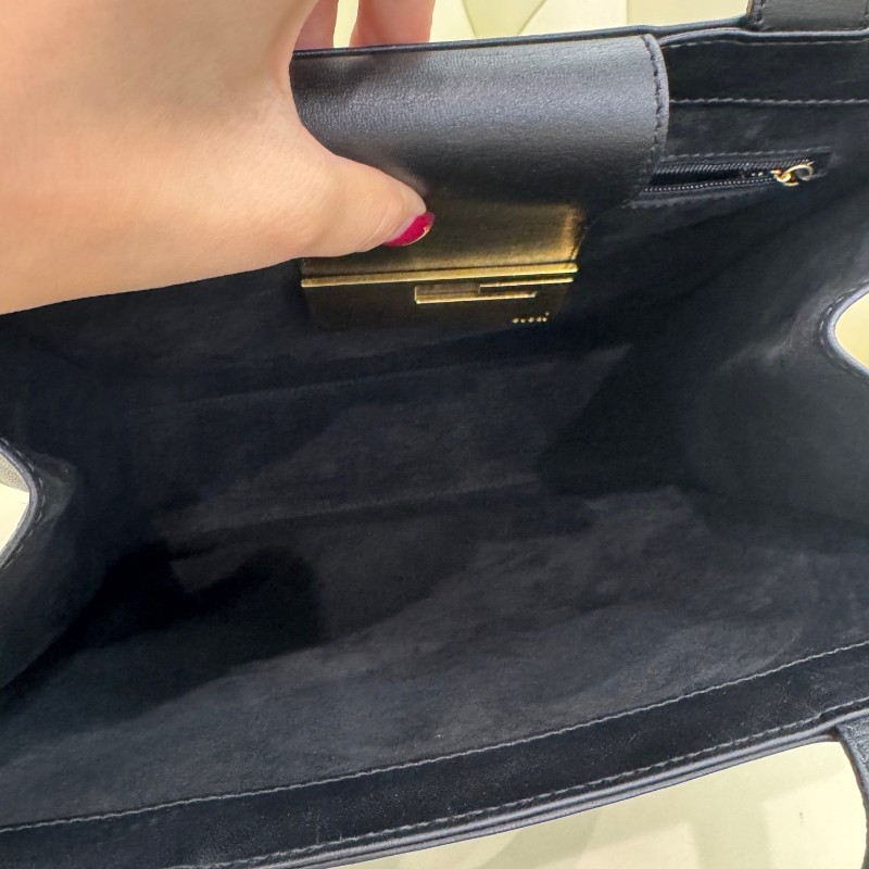Gucci古馳 中古黑色G扣牛皮手提包托特包-11