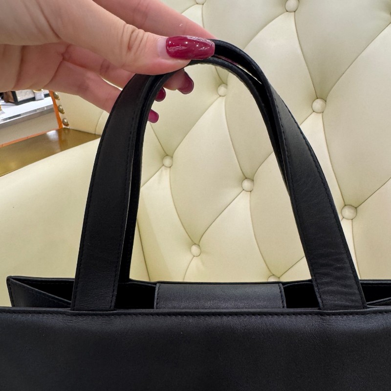 Gucci古馳 中古黑色G扣牛皮手提包托特包-13