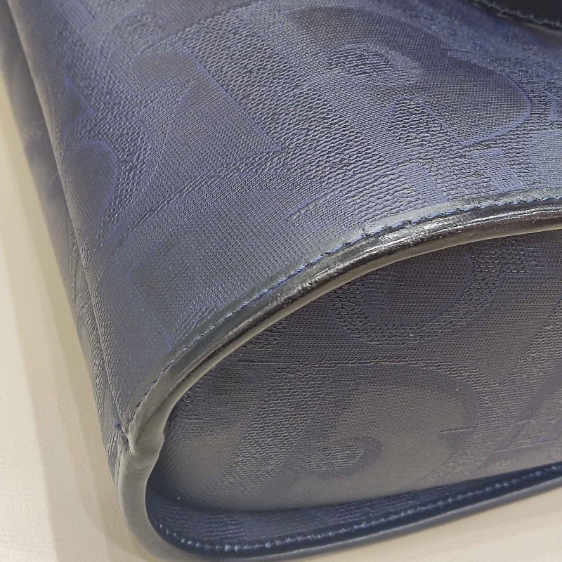 Dior迪奧藍色中古浮雕馬蹄扣肩背包手提包-11