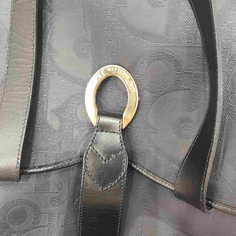 Dior迪奧藍色中古浮雕馬蹄扣肩背包手提包-13