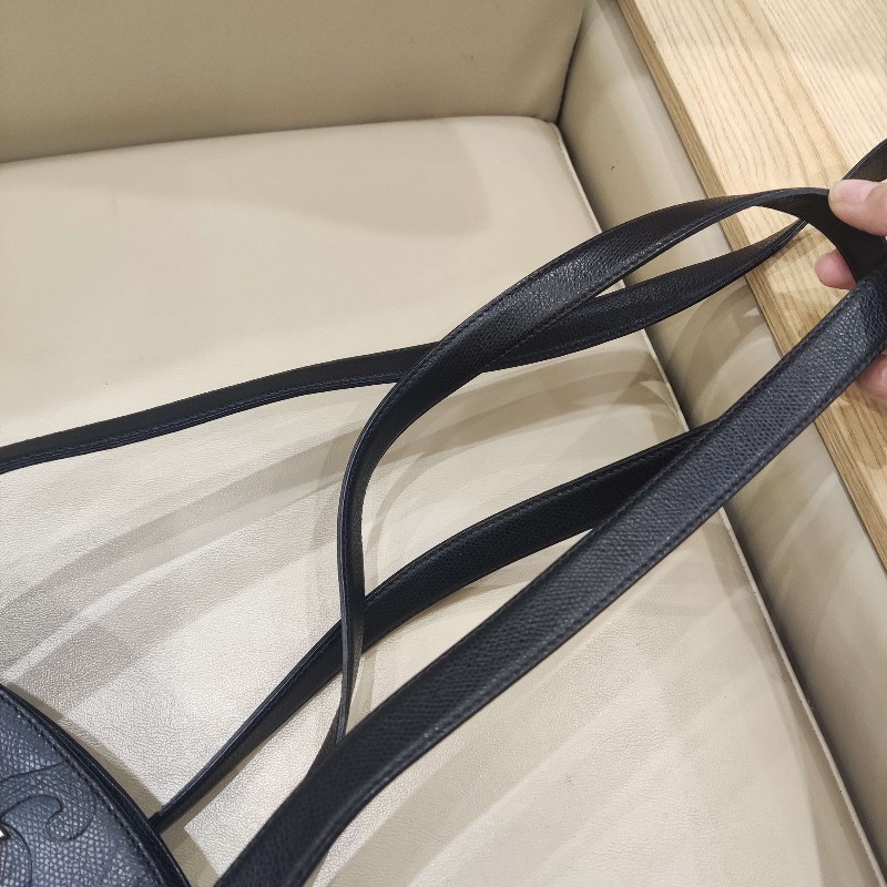 YSL聖羅蘭黑色壓紋單肩貝殼包 子母包-18