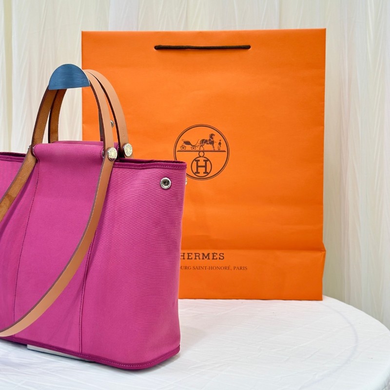 Hermès愛馬仕Cabag玫瑰紫帆布經典手拎包 框A-3
