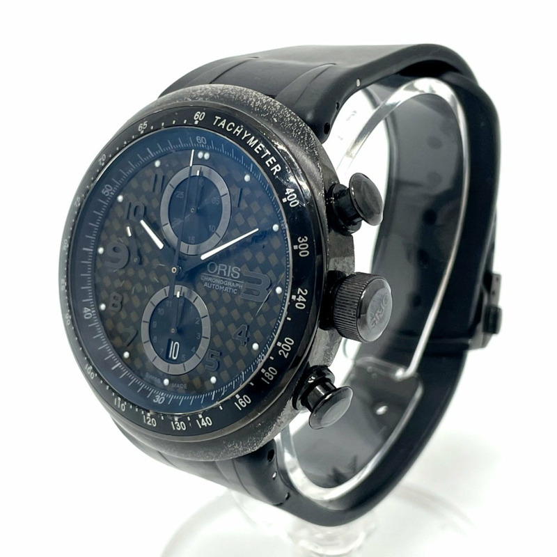 ORIS 7611 計時碼錶 TT3 計時碼錶黑色自動腕錶，搭配鈦金屬/橡膠錶帶，男士，黑色-2