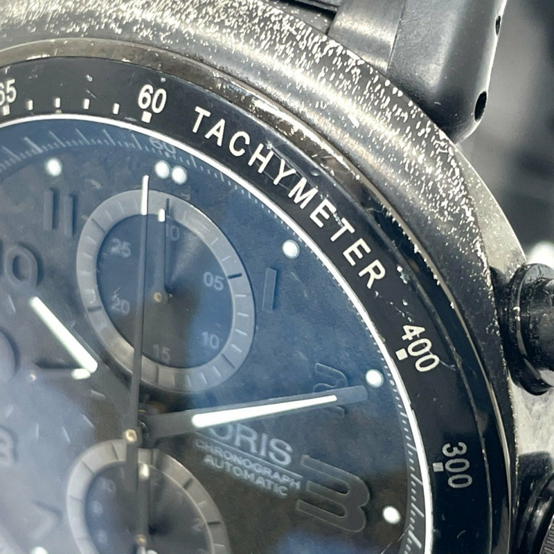 ORIS 7611 計時碼錶 TT3 計時碼錶黑色自動腕錶，搭配鈦金屬/橡膠錶帶，男士，黑色-4