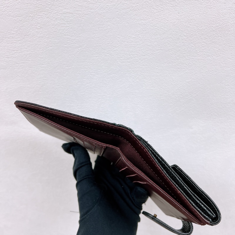 Chanel 黑金牛皮對摺銀包/皮夾-6
