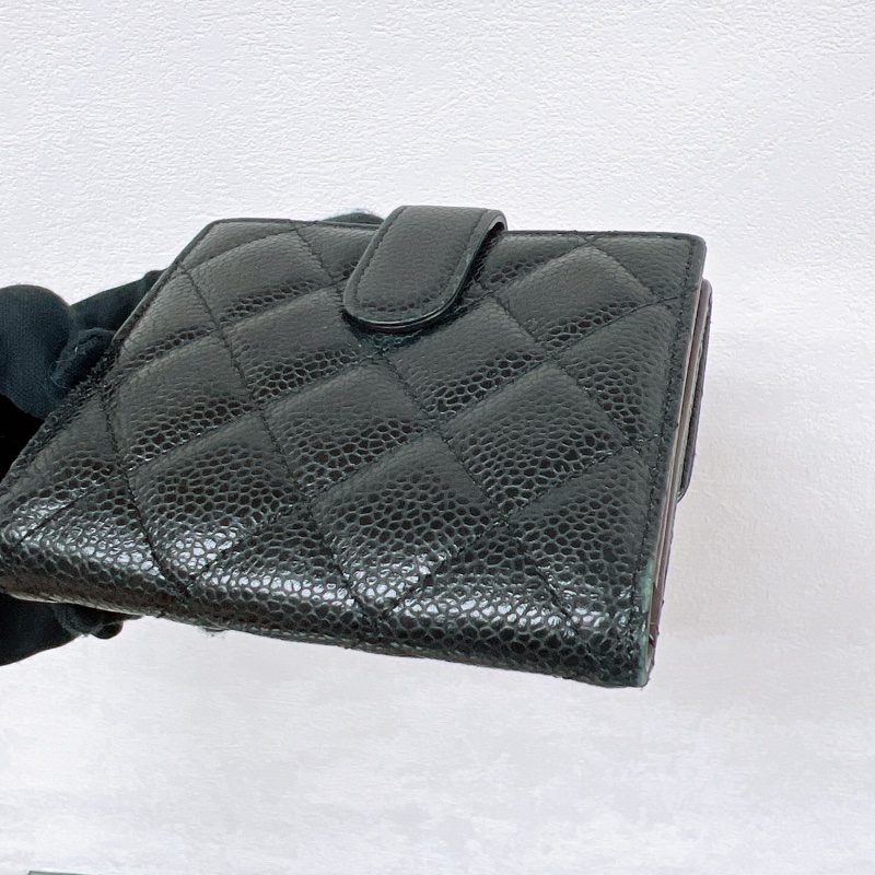 Chanel 黑金牛皮對摺銀包/皮夾-7