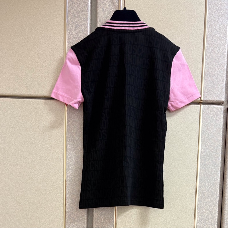 42）Moschino正品滿版logo黑色質感上衣 S-M適穿-1