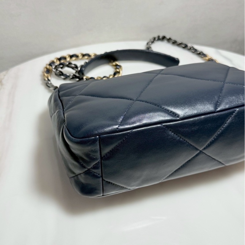 Chanel 19bag 深藍金釦 99新-7