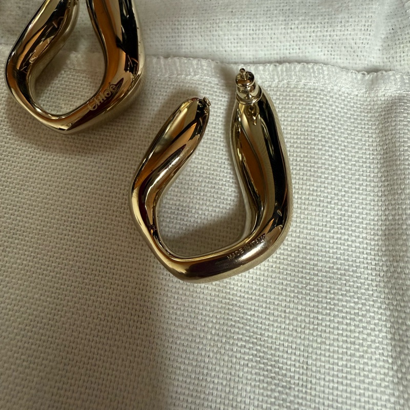 【全新未戴】Chloé 🇫🇷金色流線造型耳環｜附品牌防塵套-2