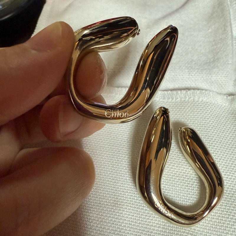 【全新未戴】Chloé 🇫🇷金色流線造型耳環｜附品牌防塵套-4