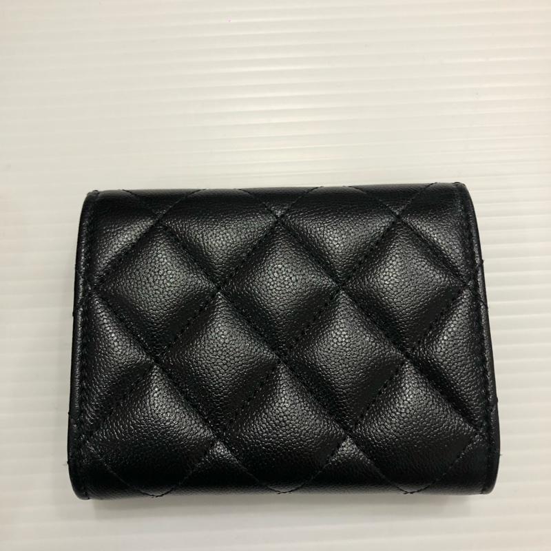 全新 香奈兒荔枝雙層卡包 黑色 晶片款-9