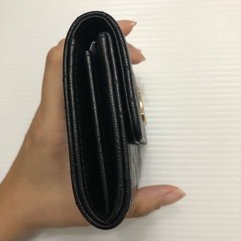 全新 香奈兒荔枝雙層卡包 黑色 晶片款-10