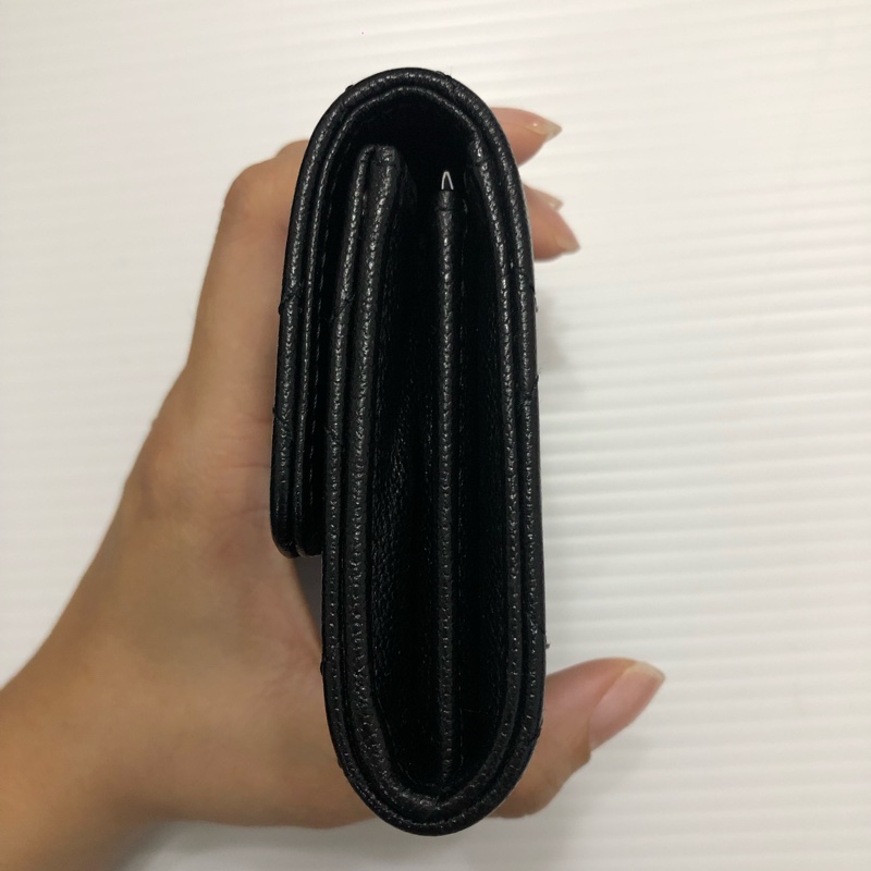 全新 香奈兒荔枝雙層卡包 黑色 晶片款-11