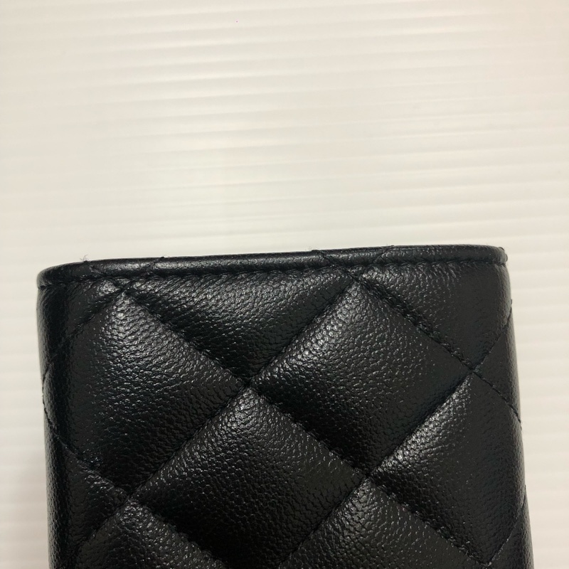 全新 香奈兒荔枝雙層卡包 黑色 晶片款-14