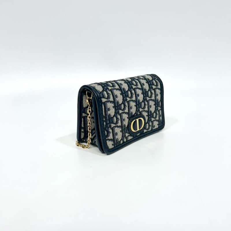 DIOR藍色緹花布nano蒙田小鍊包-2