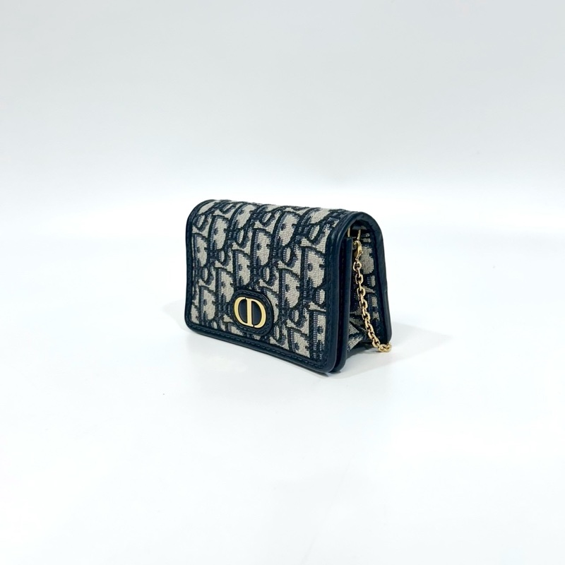 DIOR藍色緹花布nano蒙田小鍊包-3