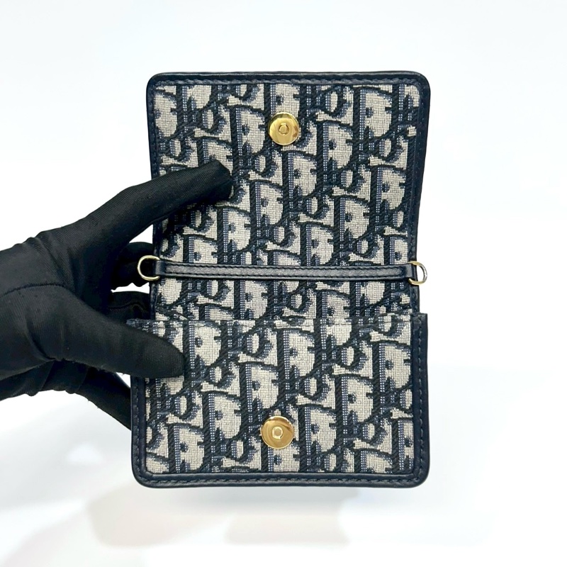 DIOR藍色緹花布nano蒙田小鍊包-5