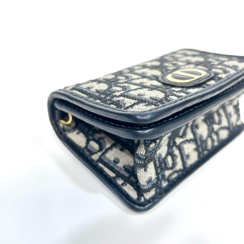 DIOR藍色緹花布nano蒙田小鍊包-7