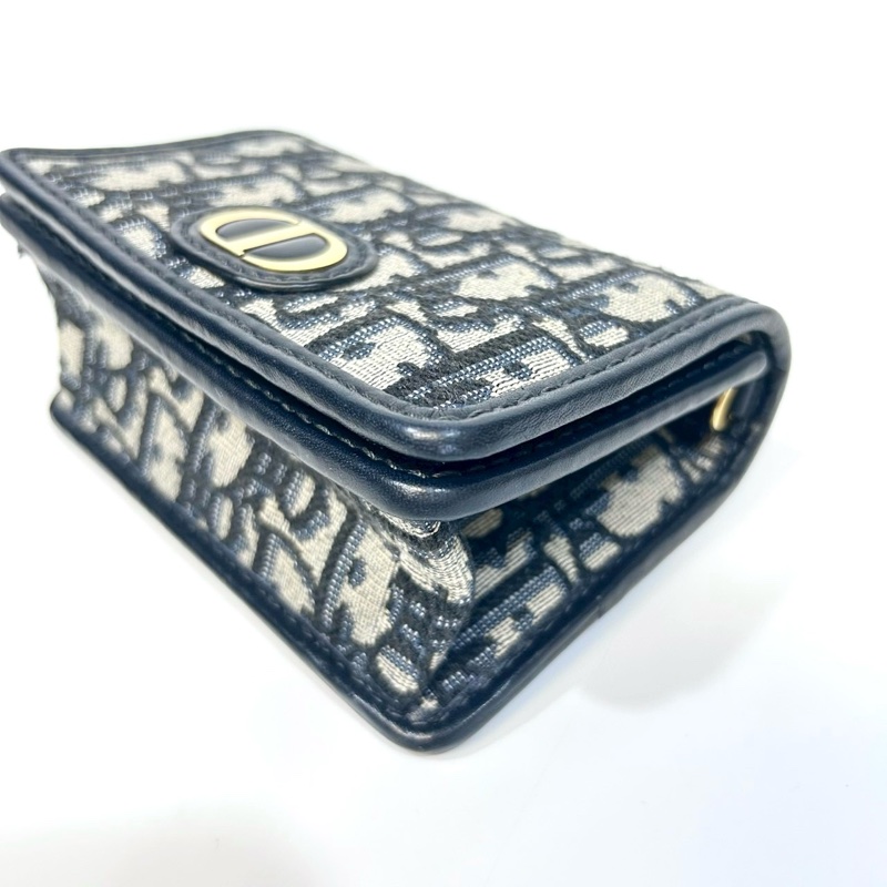 DIOR藍色緹花布nano蒙田小鍊包-8