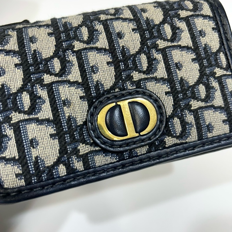 DIOR藍色緹花布nano蒙田小鍊包-9