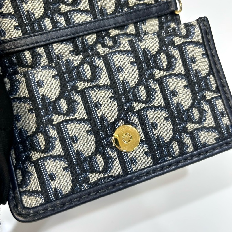 DIOR藍色緹花布nano蒙田小鍊包-11