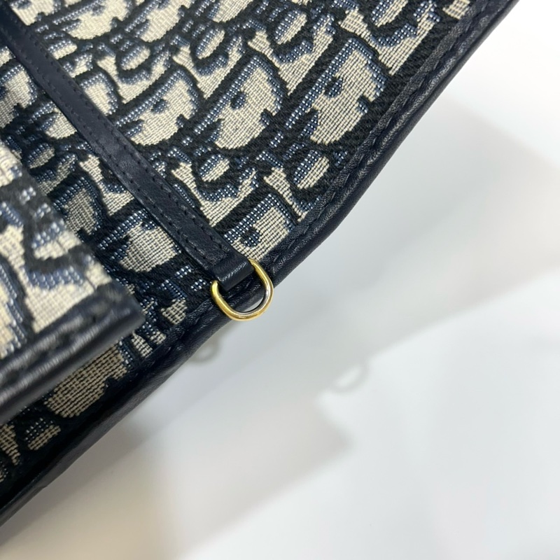 DIOR藍色緹花布nano蒙田小鍊包-12