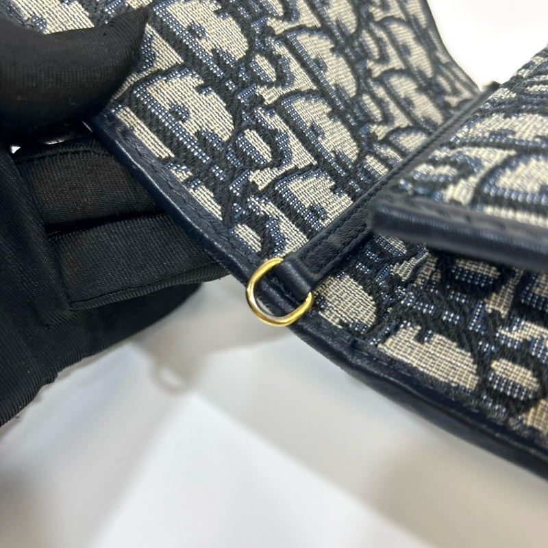 DIOR藍色緹花布nano蒙田小鍊包-13