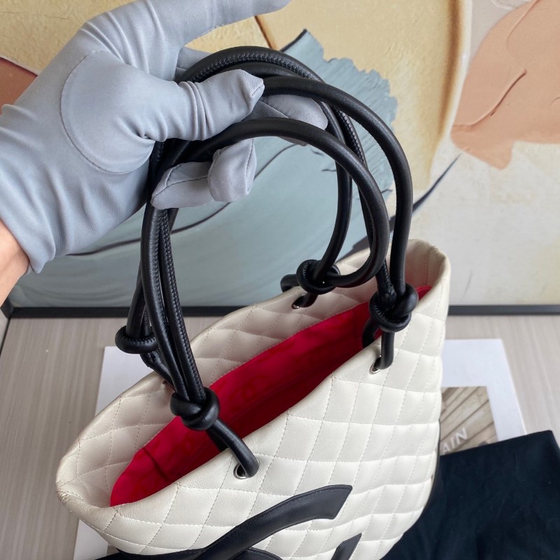 CHANEL香奈兒 經典豎版黑白配色康鵬tote手提包
9開-5