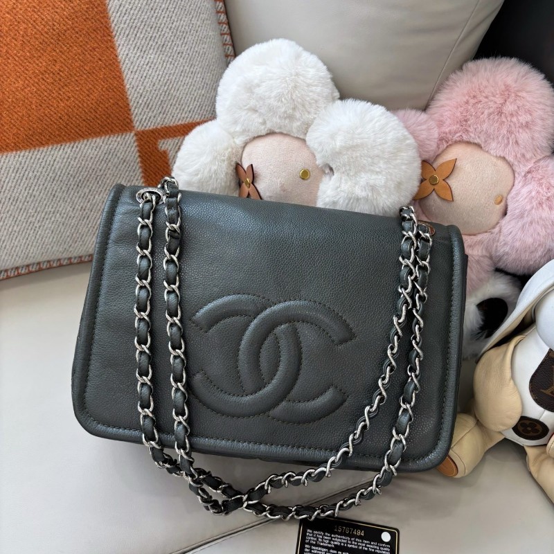 Chanel香奈兒 荔枝皮雙C大logo肩背包-0