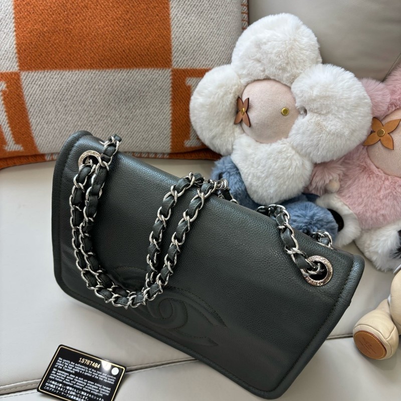 Chanel香奈兒 荔枝皮雙C大logo肩背包-5