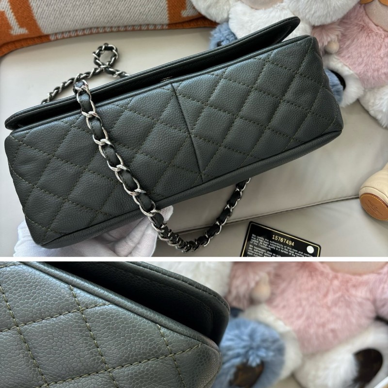Chanel香奈兒 荔枝皮雙C大logo肩背包-6