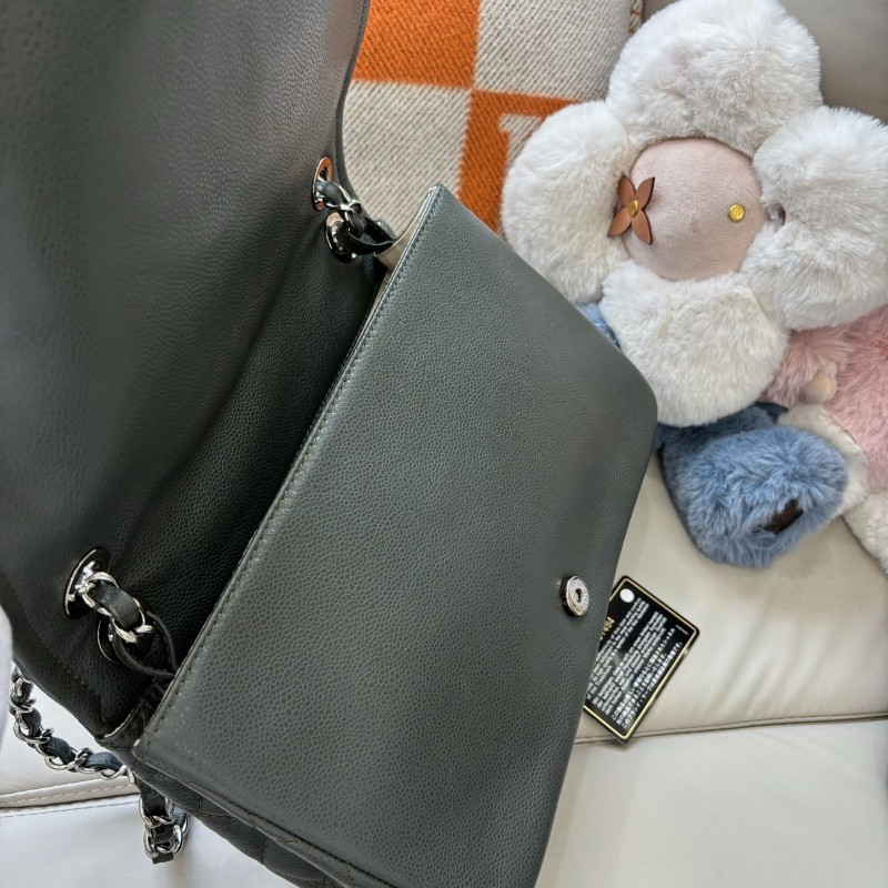 Chanel香奈兒 荔枝皮雙C大logo肩背包-7