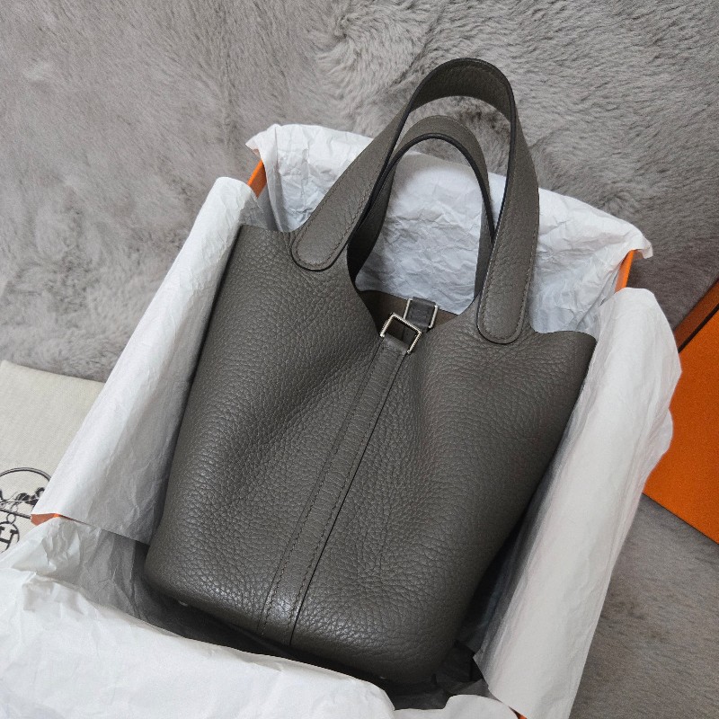 Hermes 愛馬仕 菜籃子 picotin18 錫器灰  灰錫色 錫灰色-12