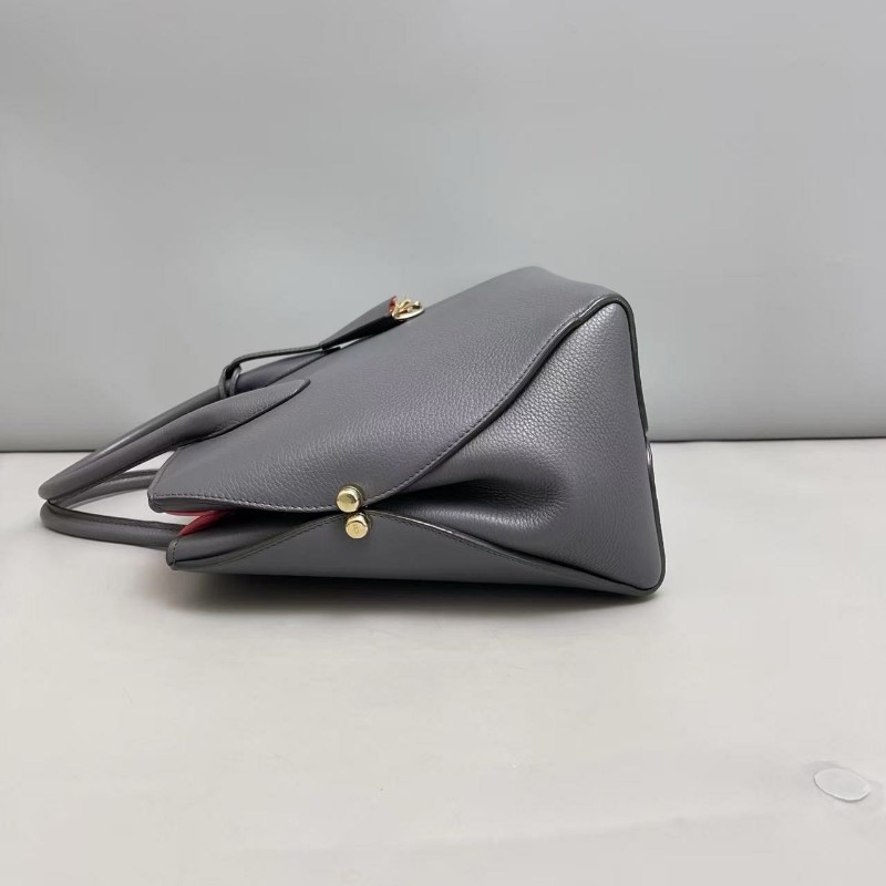 Dior迪奧 open barbag牛皮荔枝紋灰色手提包-3